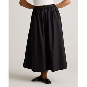 Quince Women 100% Organic Cotton Poplin A-Line Maxi Skirt Black Basic S